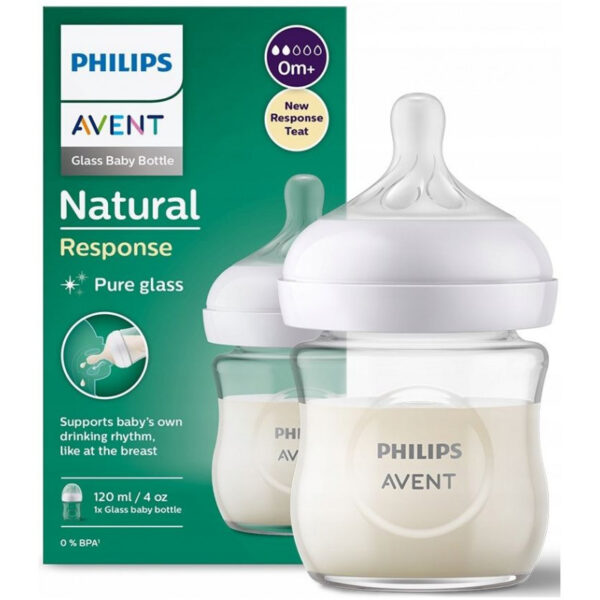 BIBERÓN NATURAL RESPONSE DE VIDRIO 120 ML- AVENT